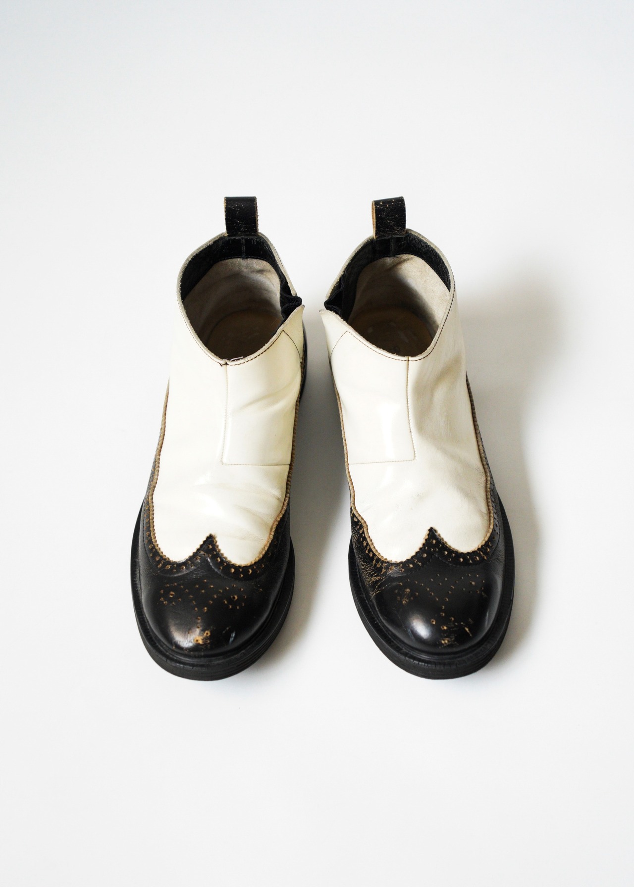 Comme des garçons HOMME PLUS 99SS bi-color wing tip side gore leather shoes