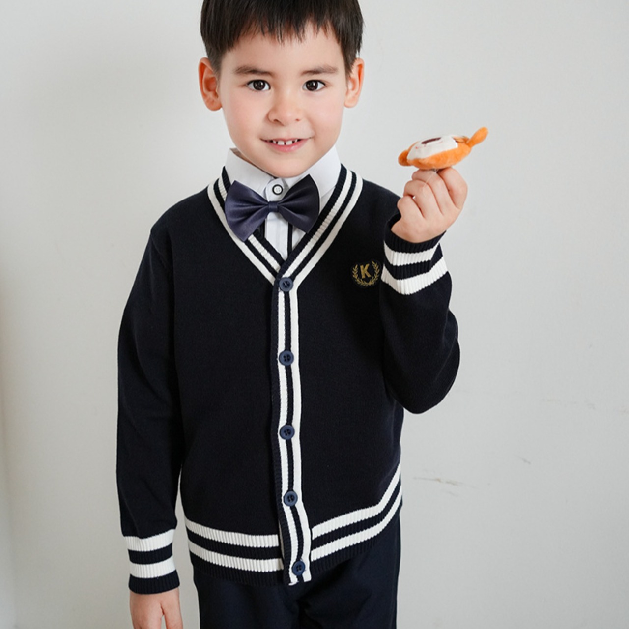 春バイカラーカーディガン