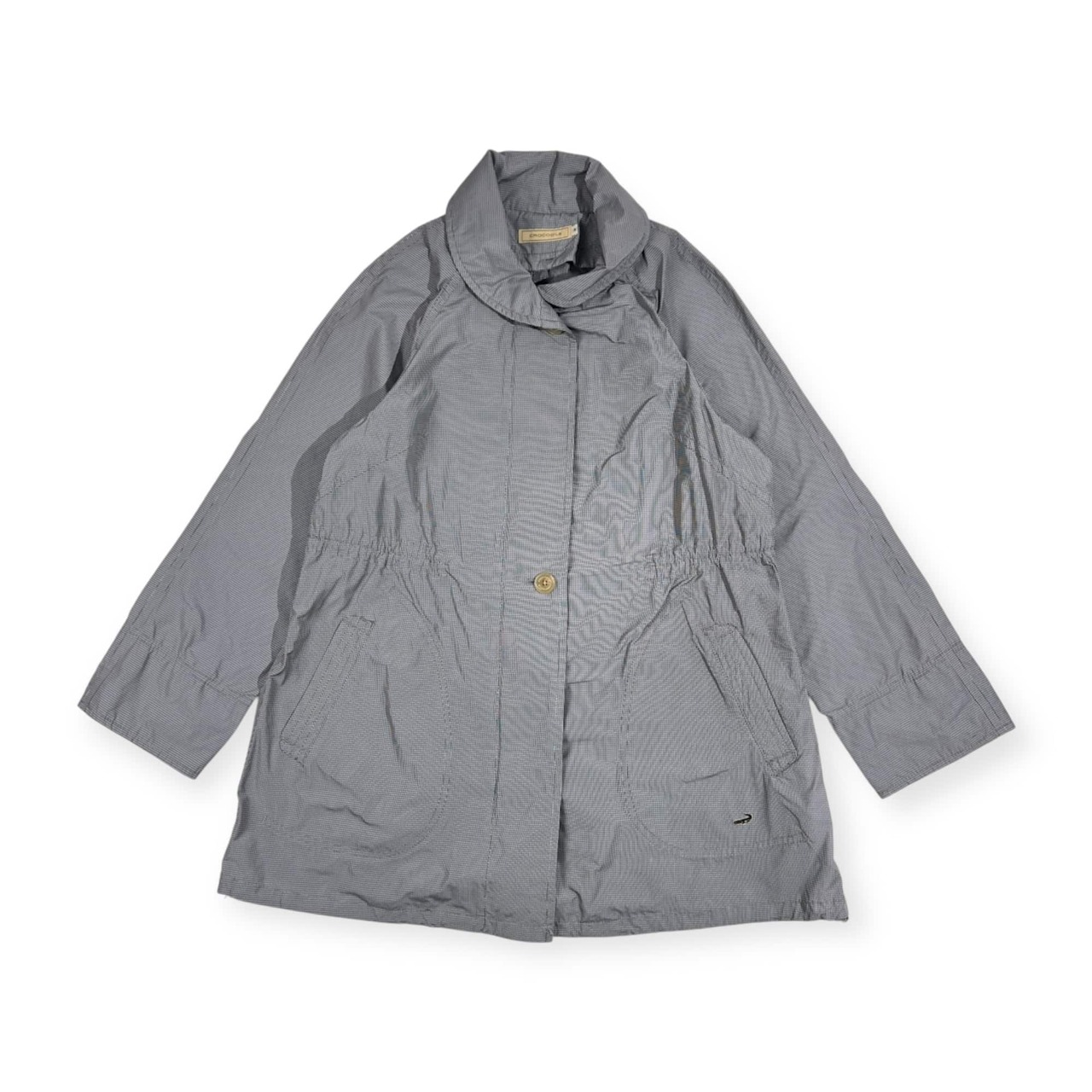 CROCODILE クロコダイル チェック ハーフコート M/ネイビー×ホワイト系 レディース