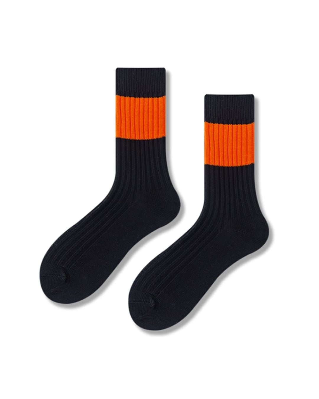 【2足セット】リブ編みラインクルーソックス S0050