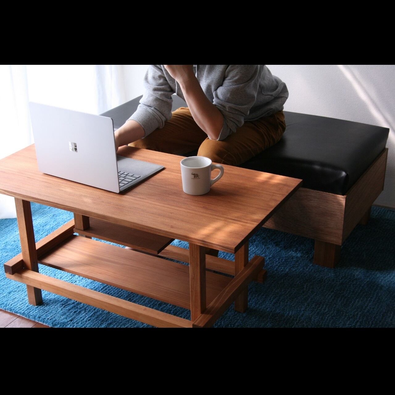 一点モノ　杉古材　二段コーヒーテーブル 鉄道の枕木を使った究極の古材コーヒーテーブル - インテラボ