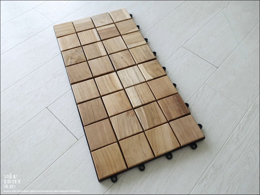 チーク無垢材 デッキマットSQ バルコニーマット デッキタイル フロア