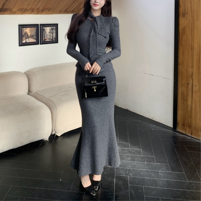 タイカラー ニット セットアップ 2color SE27