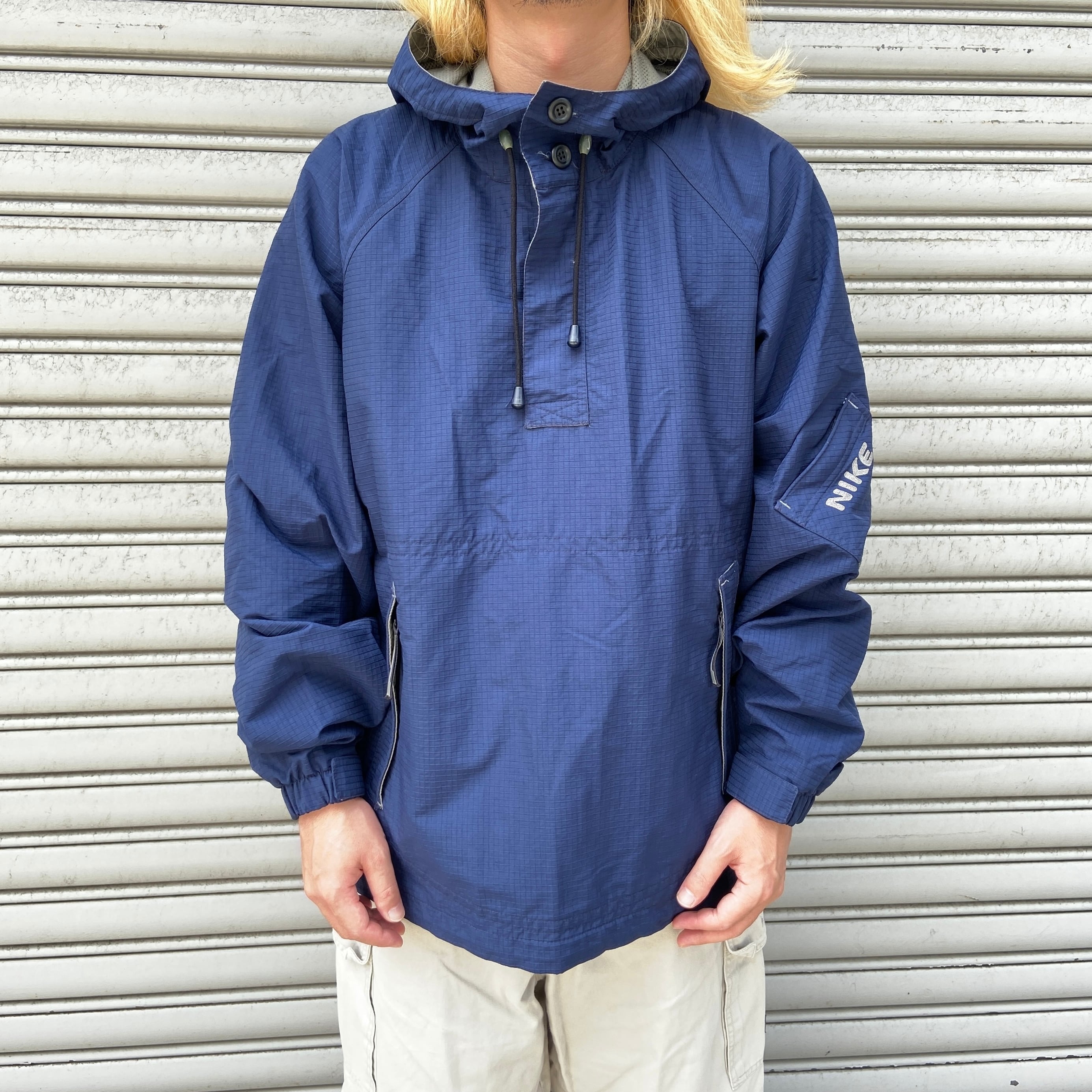 00s NIKE ナイキ ナイロンアノラックパーカー テック系 ネイビー M 