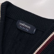 NEWYORKER ニューヨーカー ケーブル チルデン ウールニット ベスト サイズ L /ネイビー/メンズ