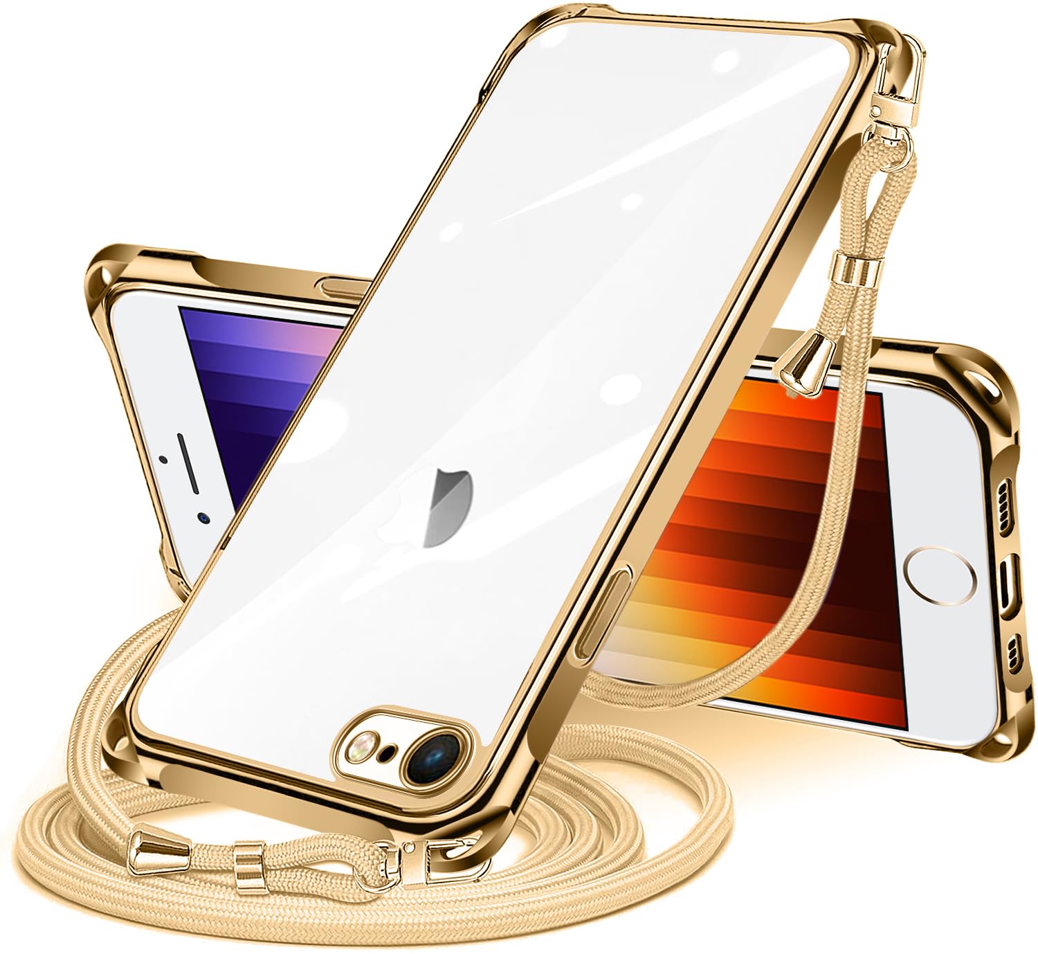 NISIILNG iPhone SE 第3/2世代 7 8 用 ケース クリア ショルダー あいふぉんse3 ケース 紐付き 縦/横 2WAY