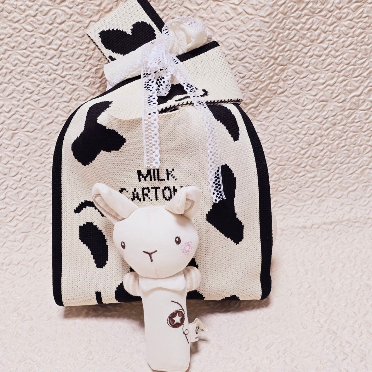 SALE 【即納】選べるバッグ プチギフトセット ニットバッグ&ラトル