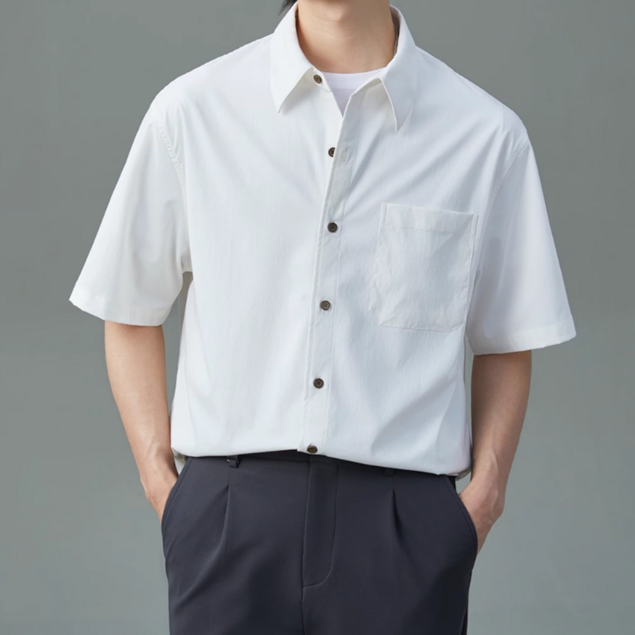 サマー薄手シンプル半袖シャツ　0631