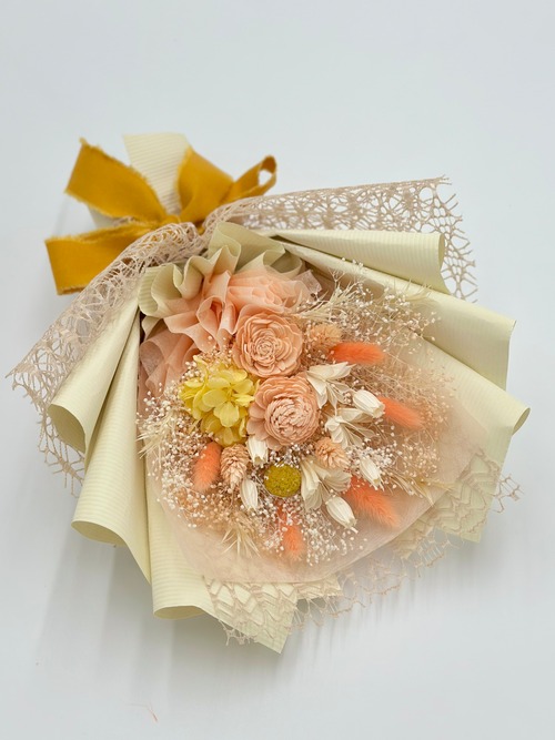 ドライフラワー花束(杏色)　□Sサイズ　【定番商品】 画像