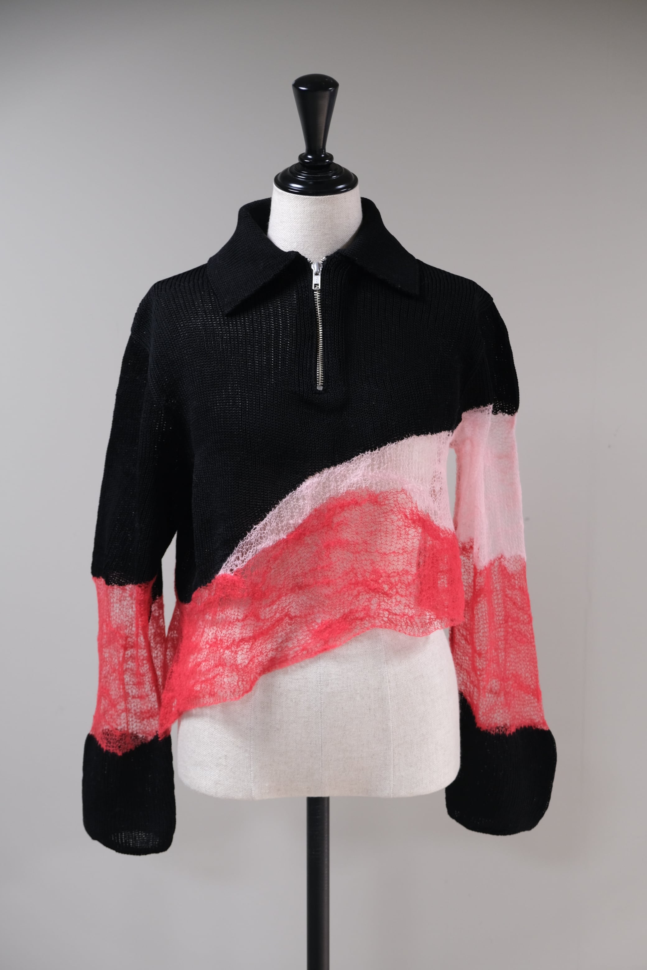 kota gushiken マフラー　ブラック kota gushiken】Solid & Fluid Zip-up Knit -Black- | loop