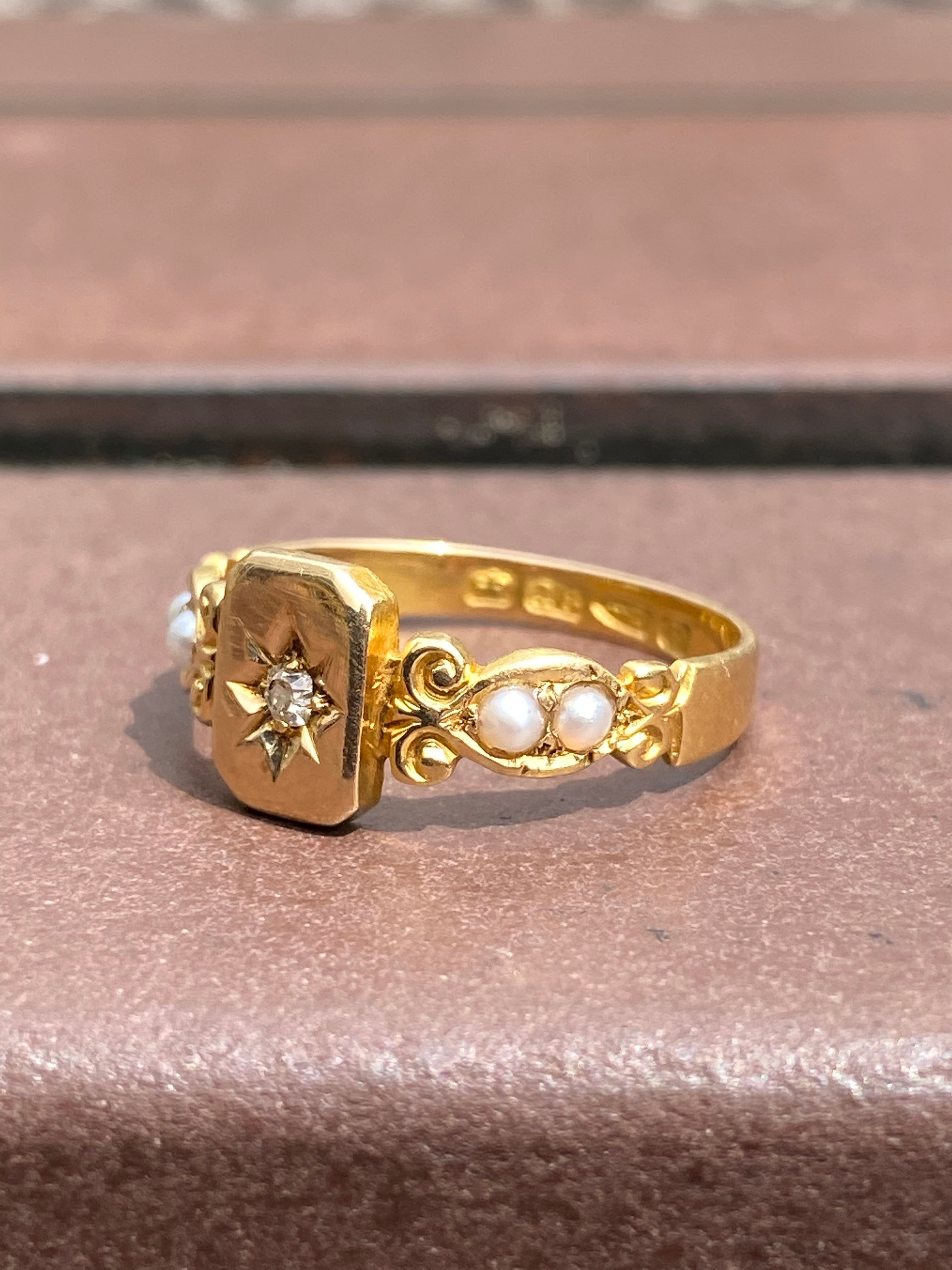 1889年アンティークリングイギリス英国ホールマーク18金リング