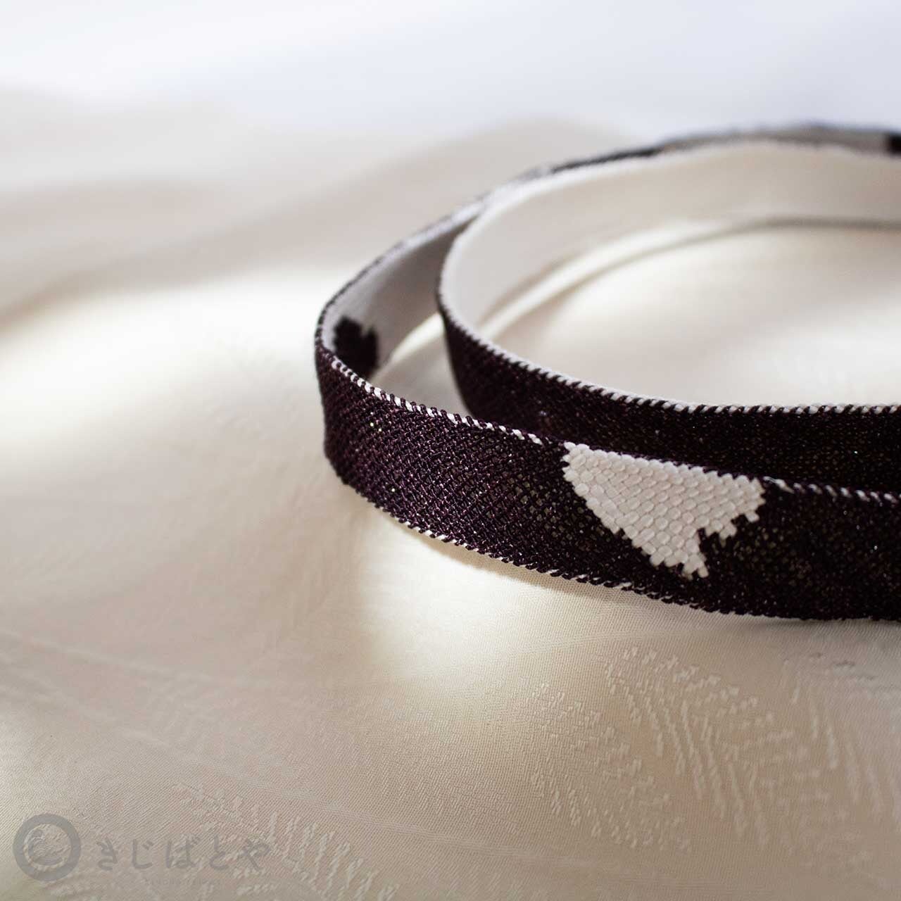 正絹 夏の帯締め 黒紅梅 長尺