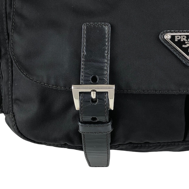 PRADA プラダ ショルダーバッグ ブラック トライアングルロゴ ナイロン メッセンジャーバッグ サイドポケット vintage ヴィンテージ オールド kedmv3