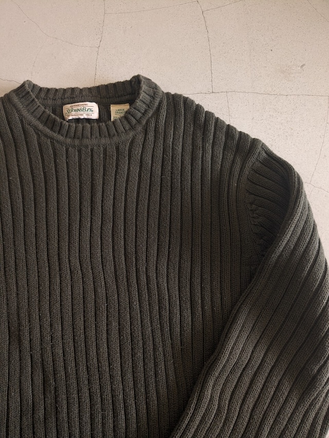 KHAKI COTTON RIB KNIT