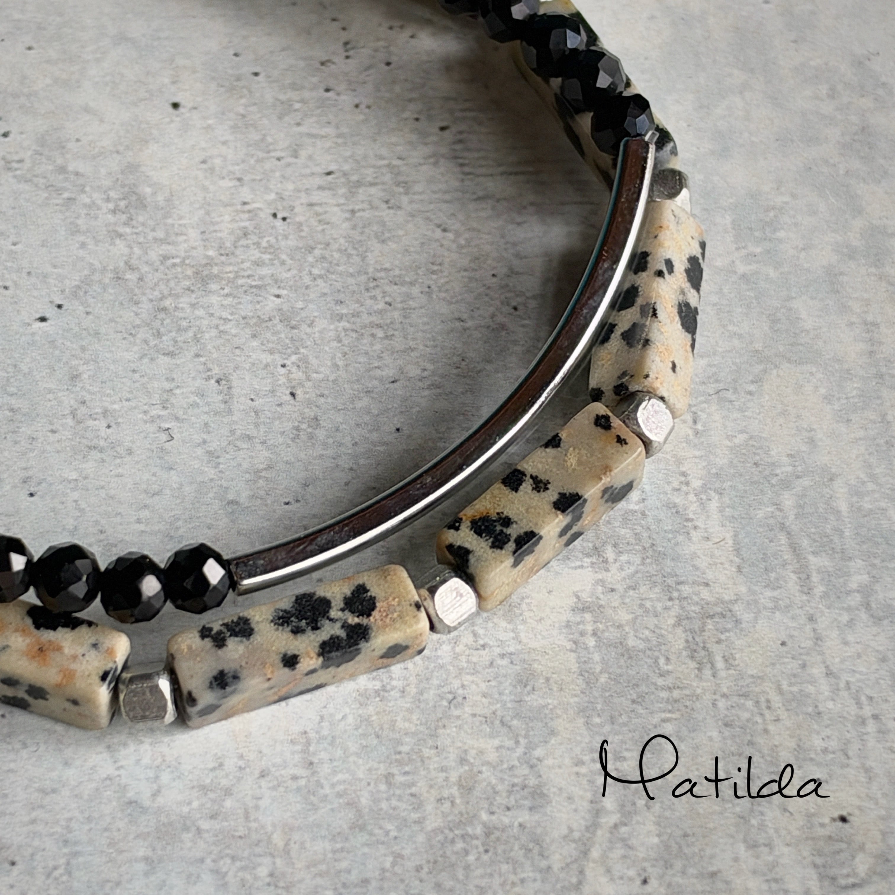 layered bracelet(ダルメシアンジャスパー×オニキス)