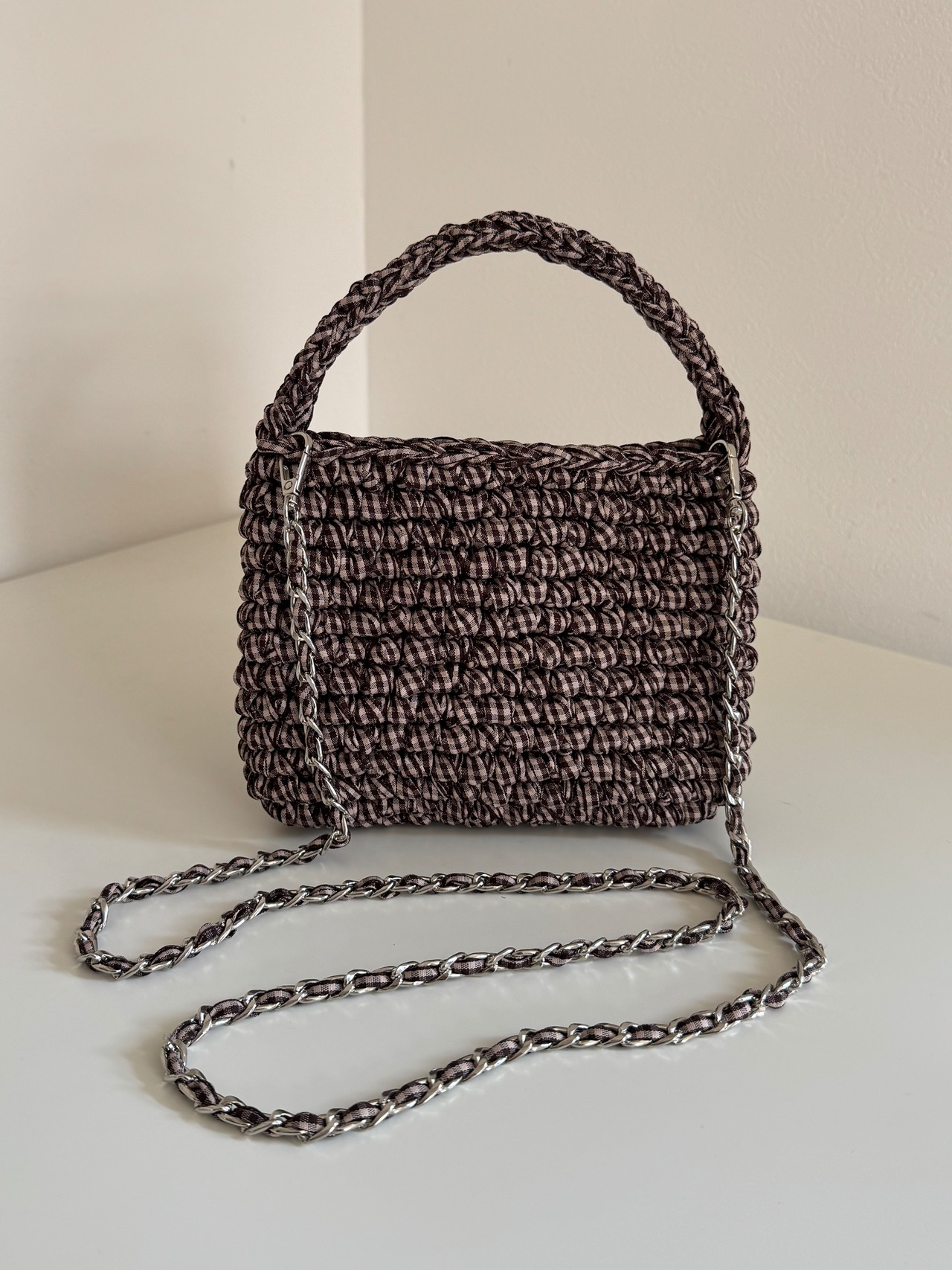 【即納】gingham check 9 brown