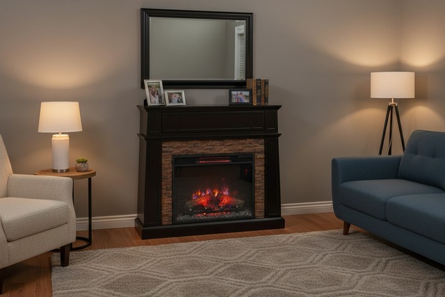 23インチ 電気暖炉 クレストウィック ブラック＆メサヴェルデストーン / ロイドグランデ / 送料、開梱・組立・設置無料 / LLOYD GRANDE / ハイグレード電気暖炉シリーズ