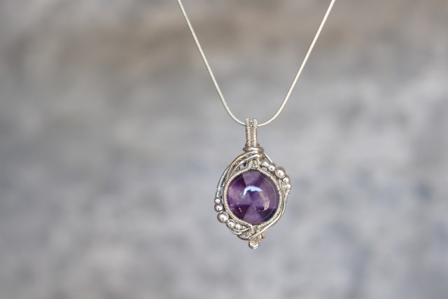 Trapiche amethyst silver925 wirewrapping pendant