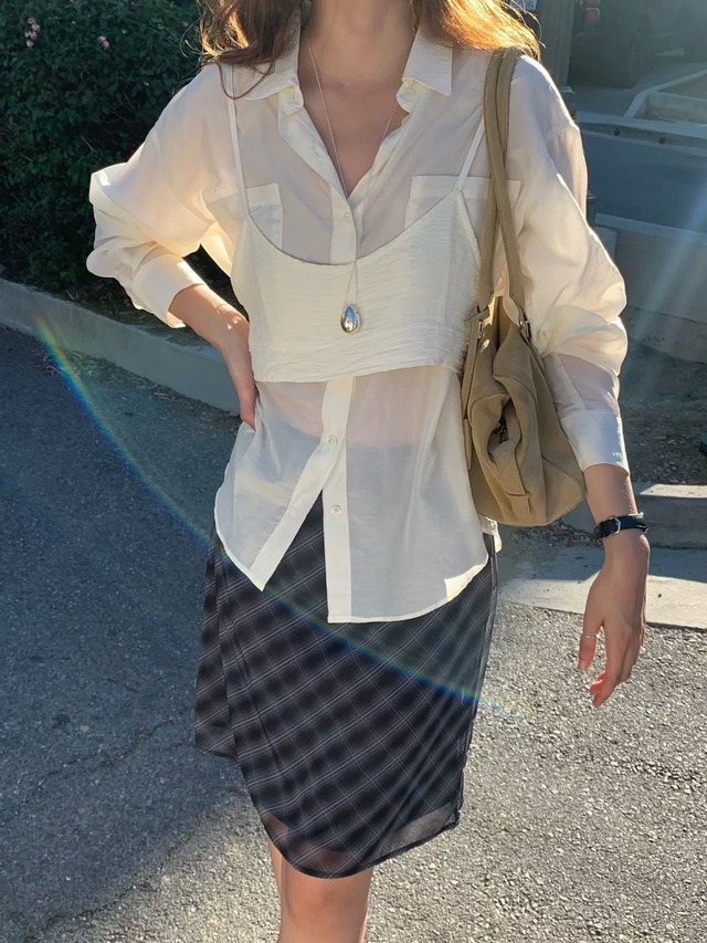 (予約) verveine / Loen check midi skirt 3color