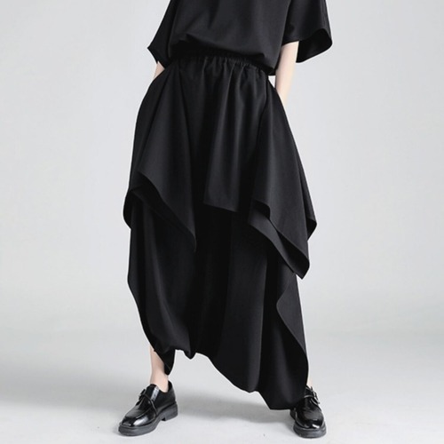 Asymmetrical wide leg sarouel pants C0893