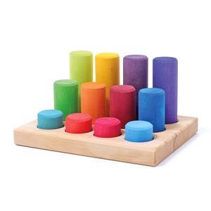 GRIMMS STACKING GAME SMALL RAINBOW ROLLERS