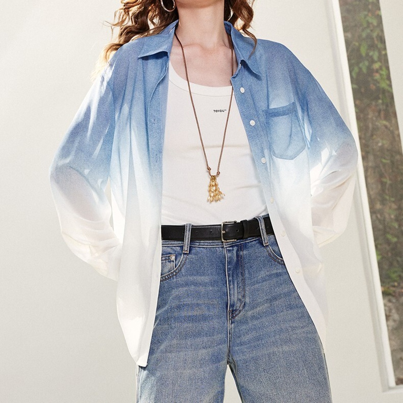 Watercolor Gradient Sheer Shirt / ウォーターカラー グラデーション シアー シャツ