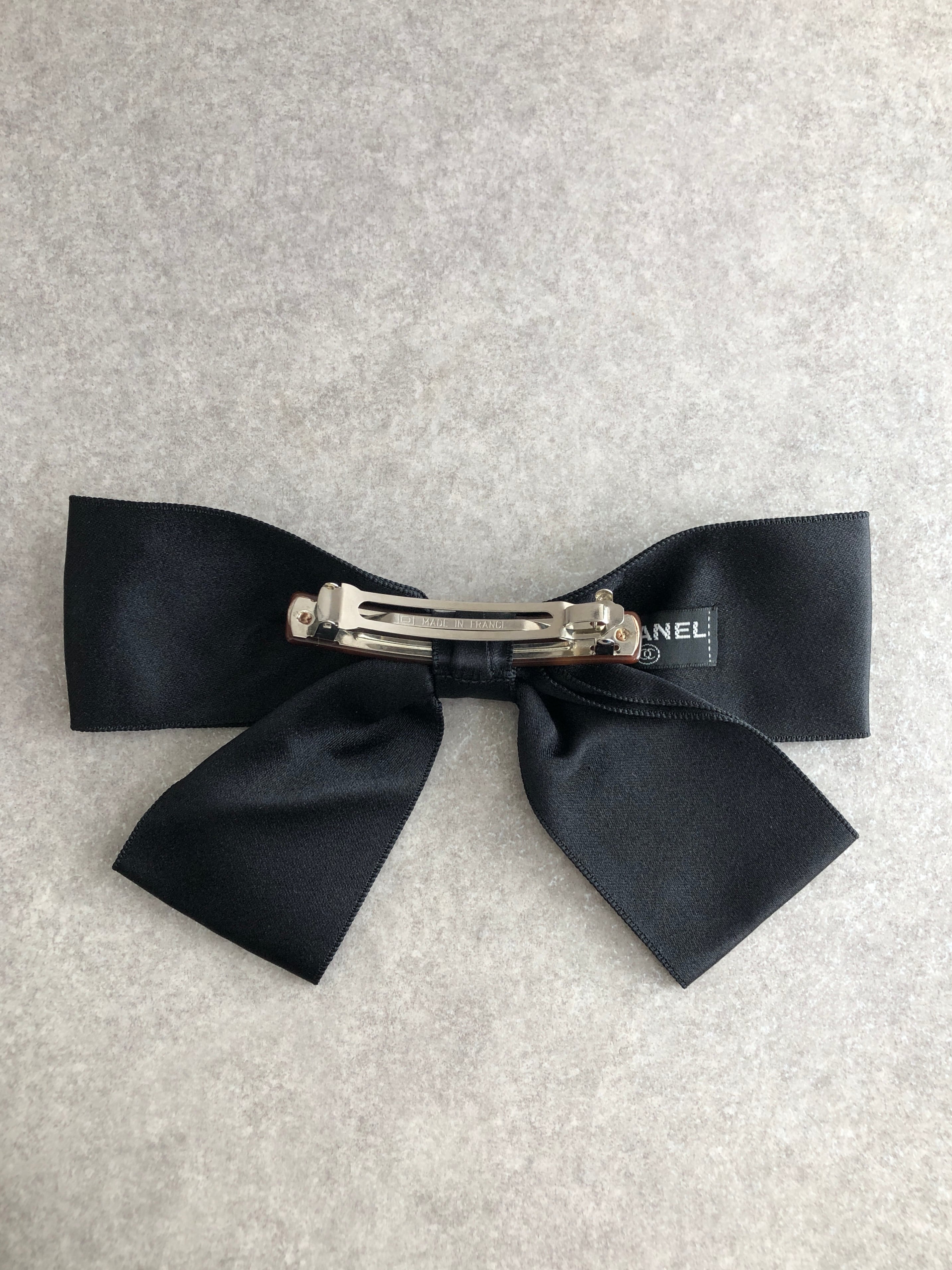 CHANEL シャネル ヘアアクセサリー ブラック リボン バレッタ vintage