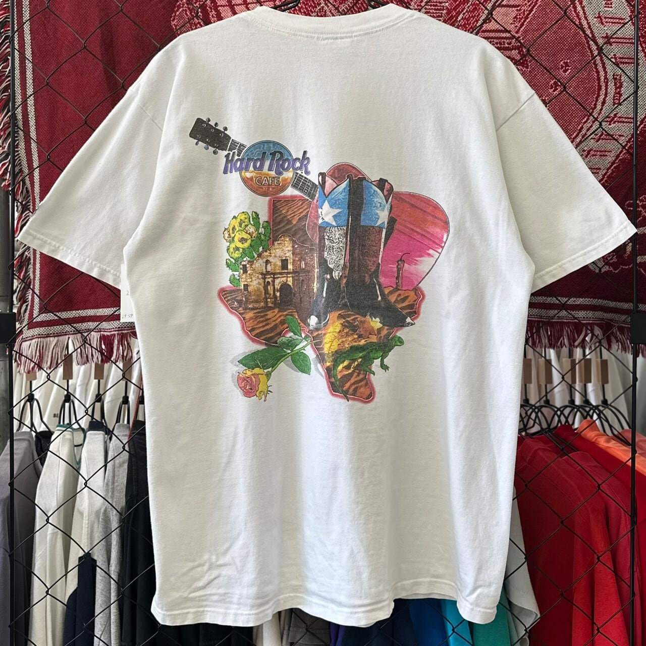 90s USA製 企業 ローザリンダズカフェ プリントデザイン 半袖Tシャツ