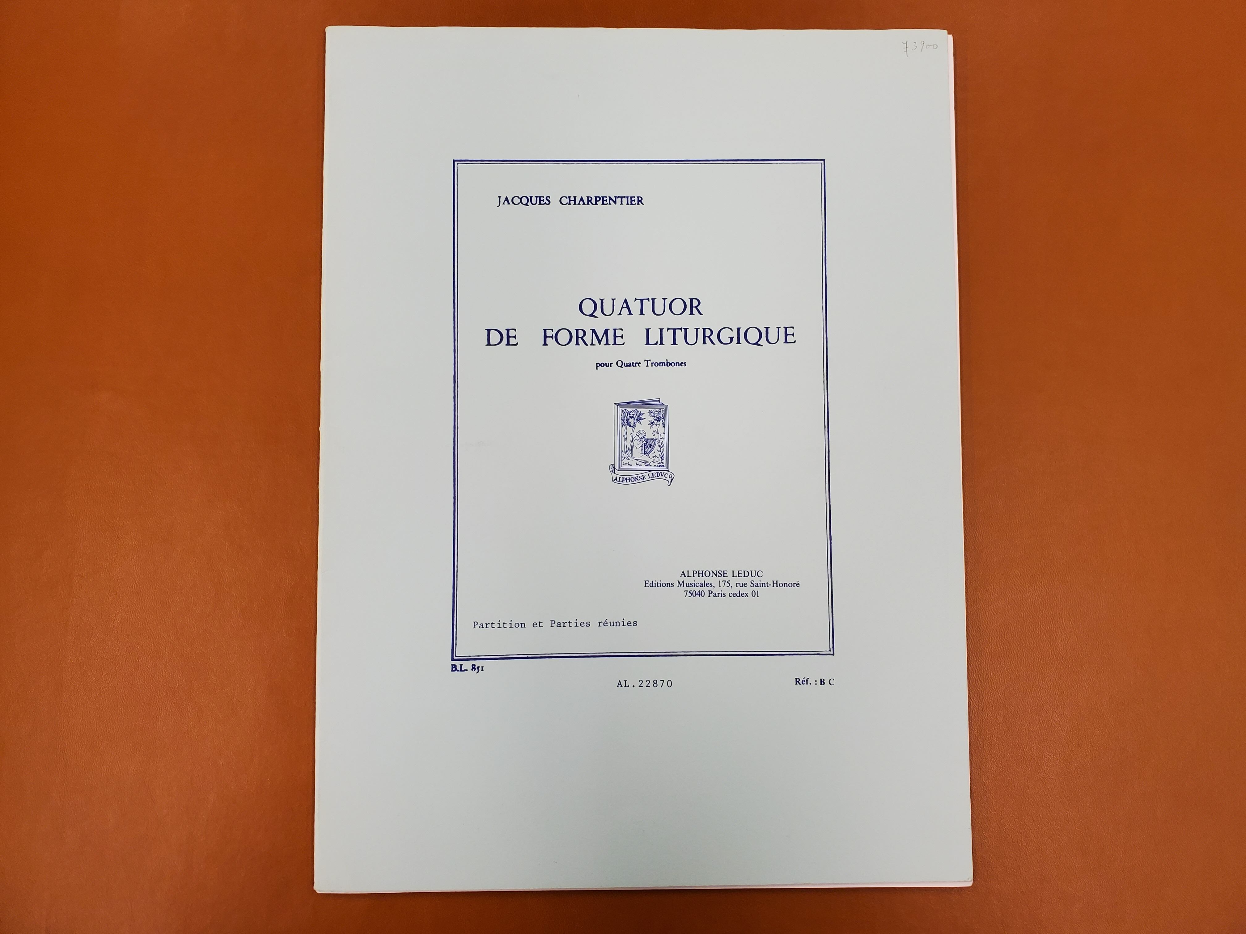 【特価品/20%OFF】4Tb ルデュック社 典礼形式の四重奏曲/シャルパンティエ