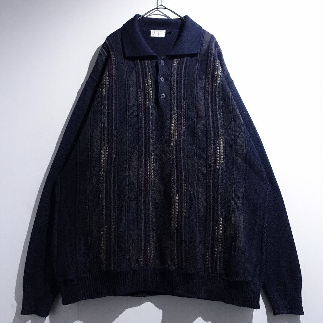 EURO Navy 3D Pattern Knit Polo