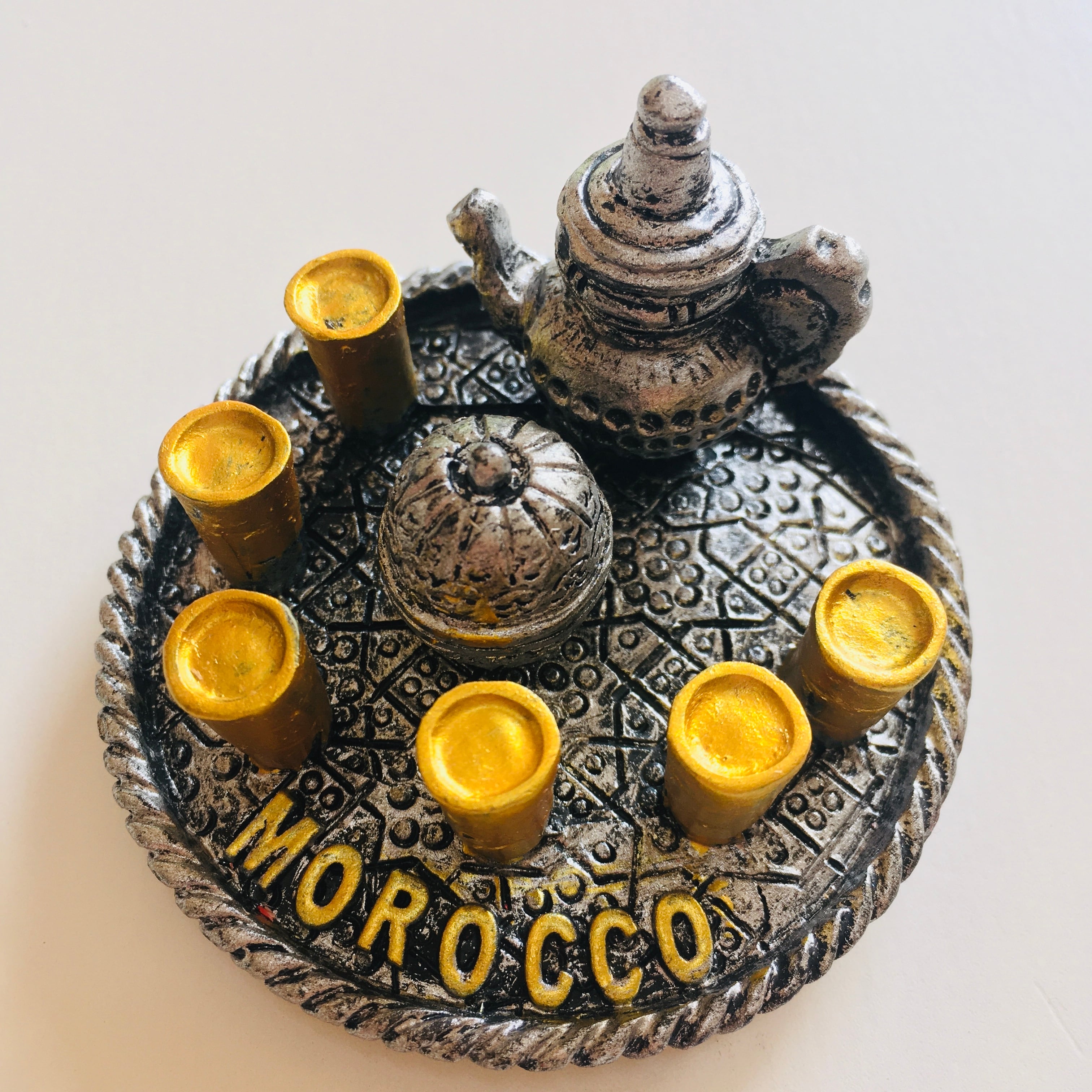 モロッコアラビアン ティーセット 真鍮/ティーセット/アラビアンナイト/TEA/antique/ヴィンテージ/彫刻