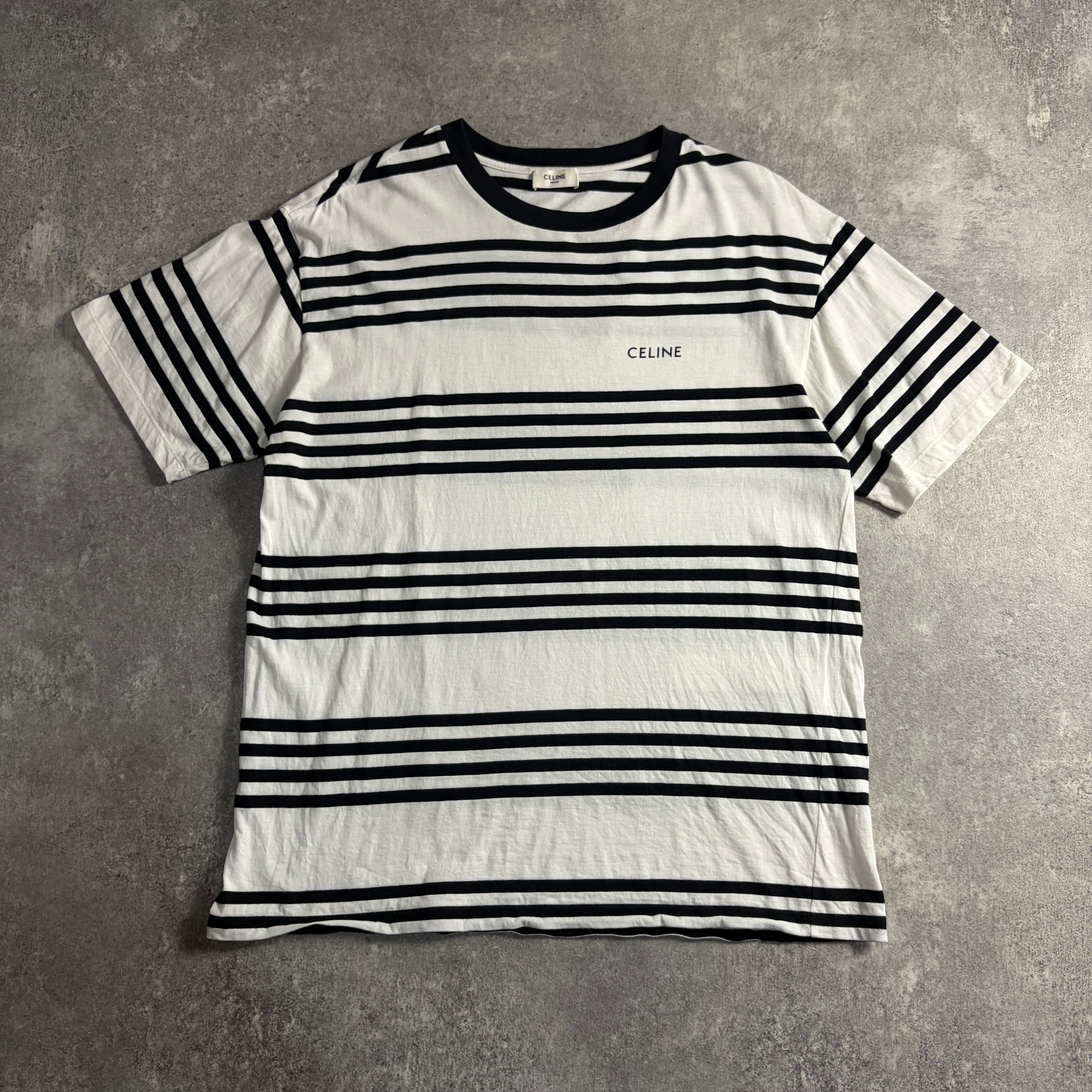 美品 CELINE ボーダーTシャツ メンズライン 胸元ロゴ | LOST