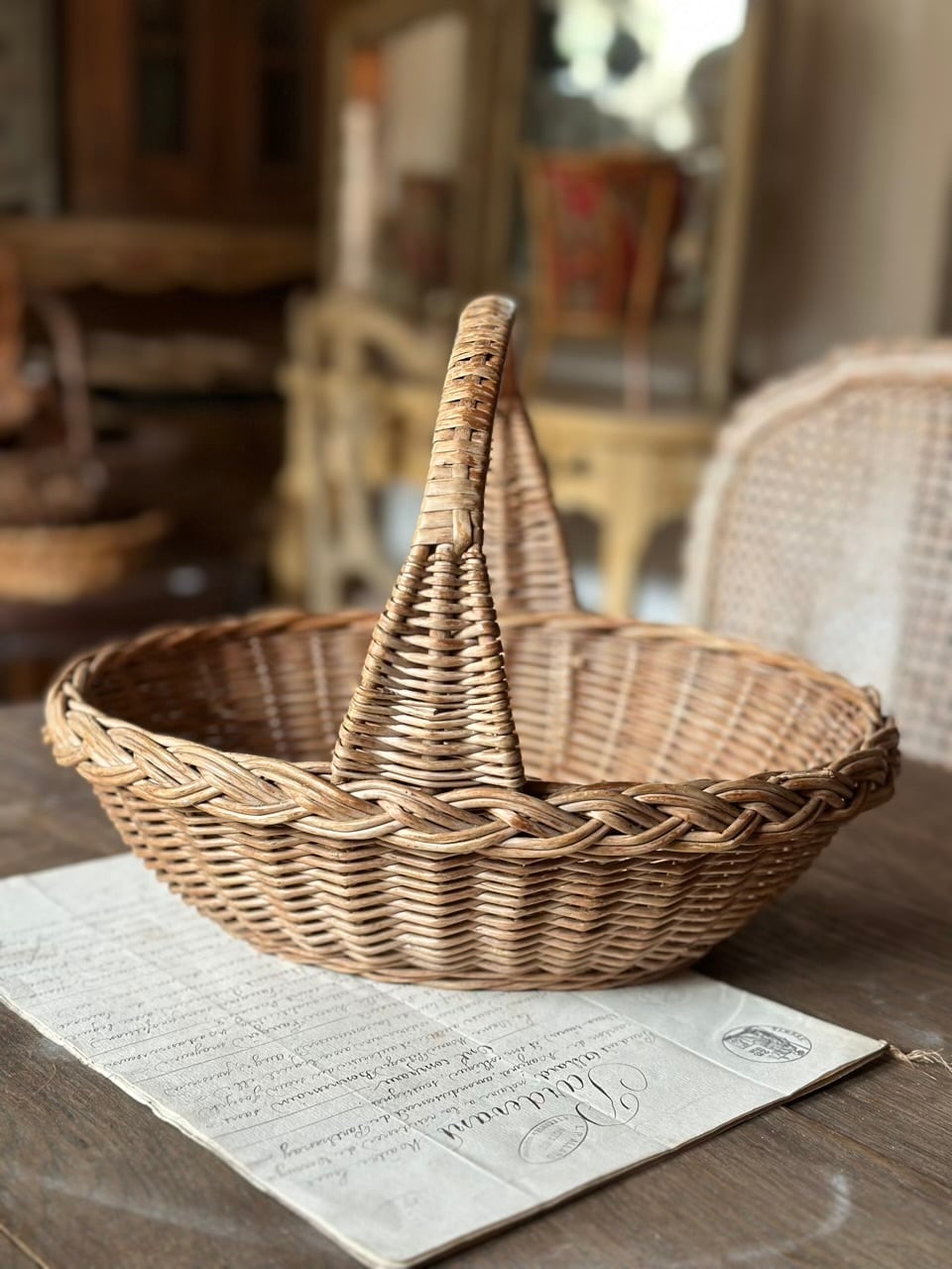 ラタン製 マルシェバスケット パニエ | Brocante de La Cocotte