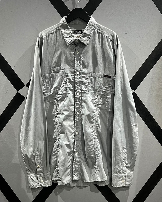 【X VINTAGE】“D&G Dolce & Gabbana” Stitch Design Vintage L/S Cotton Shirt