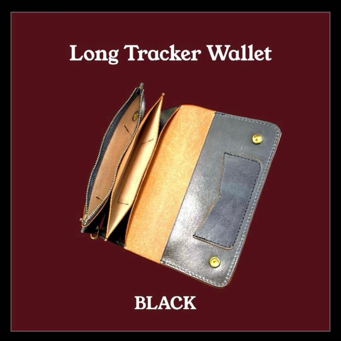 即納】カービング ロングトラッカーウォレット ブラック | Fives leather