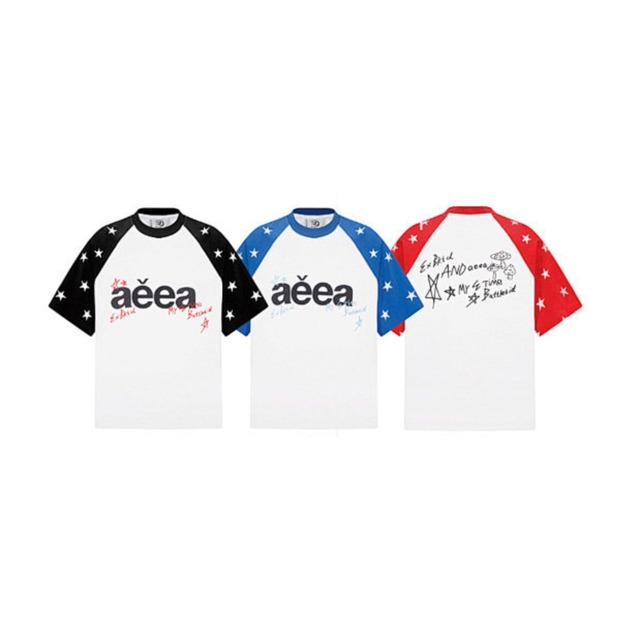スターパターンレタリングラグランTシャツ 3col R02299