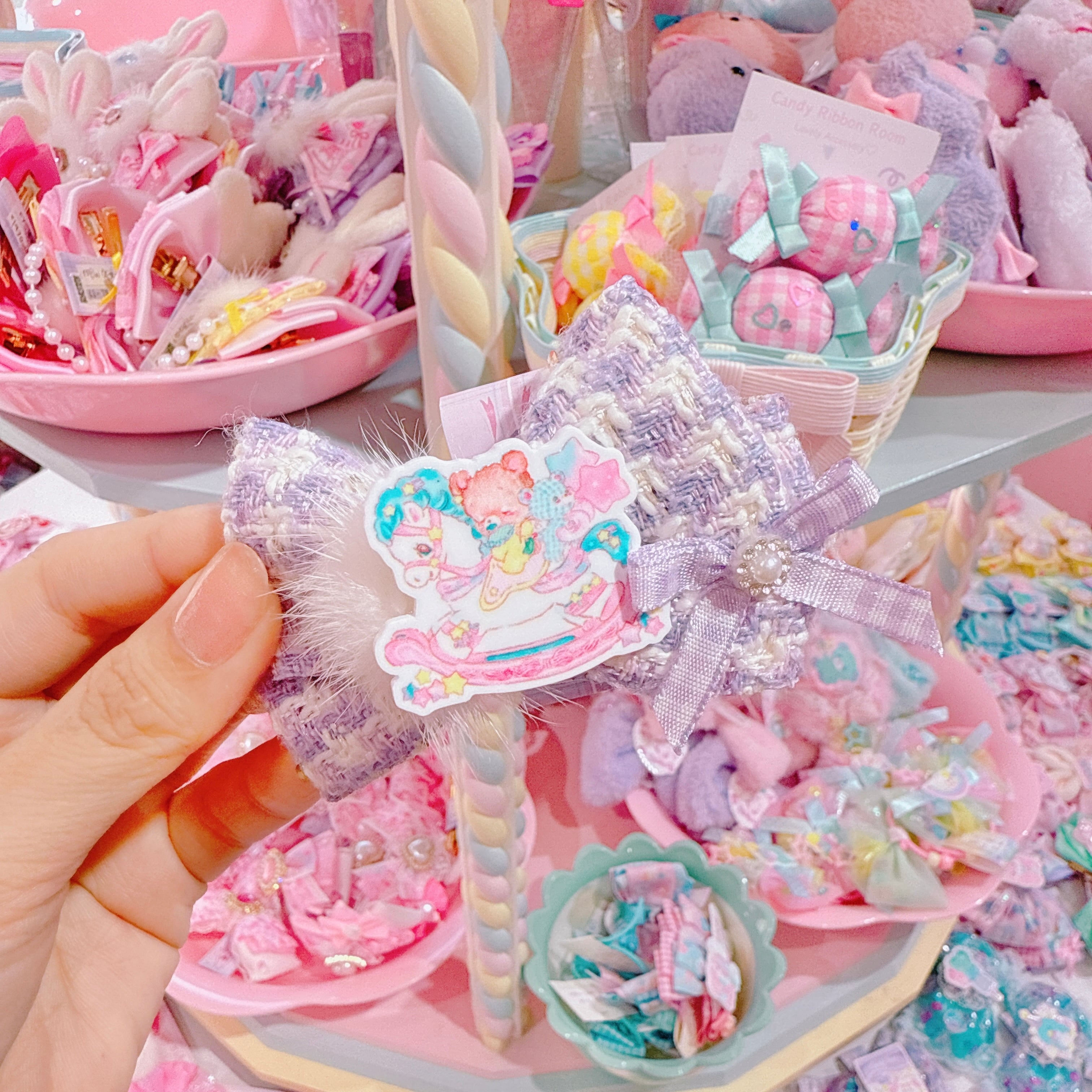 【F7】63-21ツイードリボンヘアクリップ