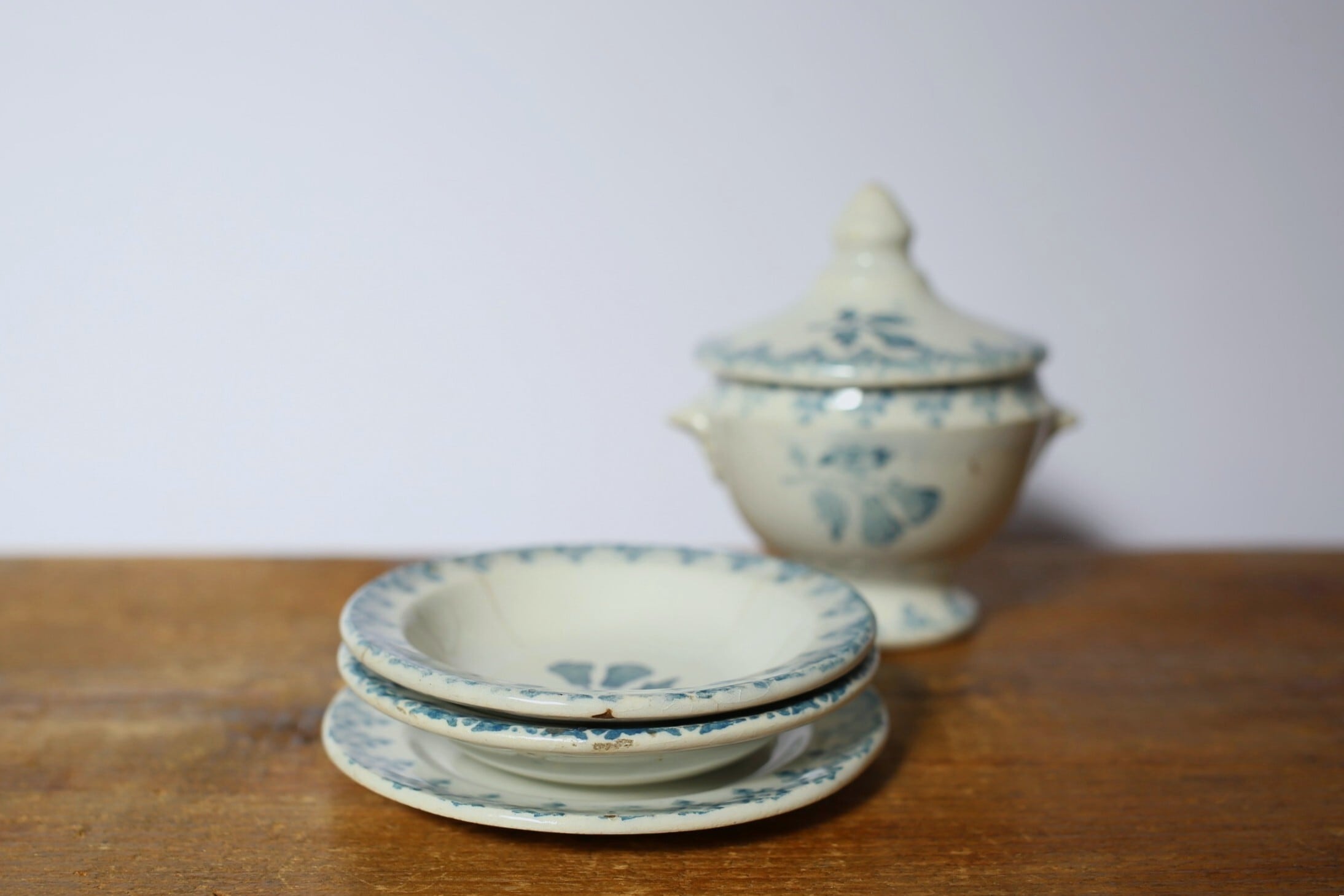 フランス アンティーク 陶器 dinette ままごと用 4点セット (スー