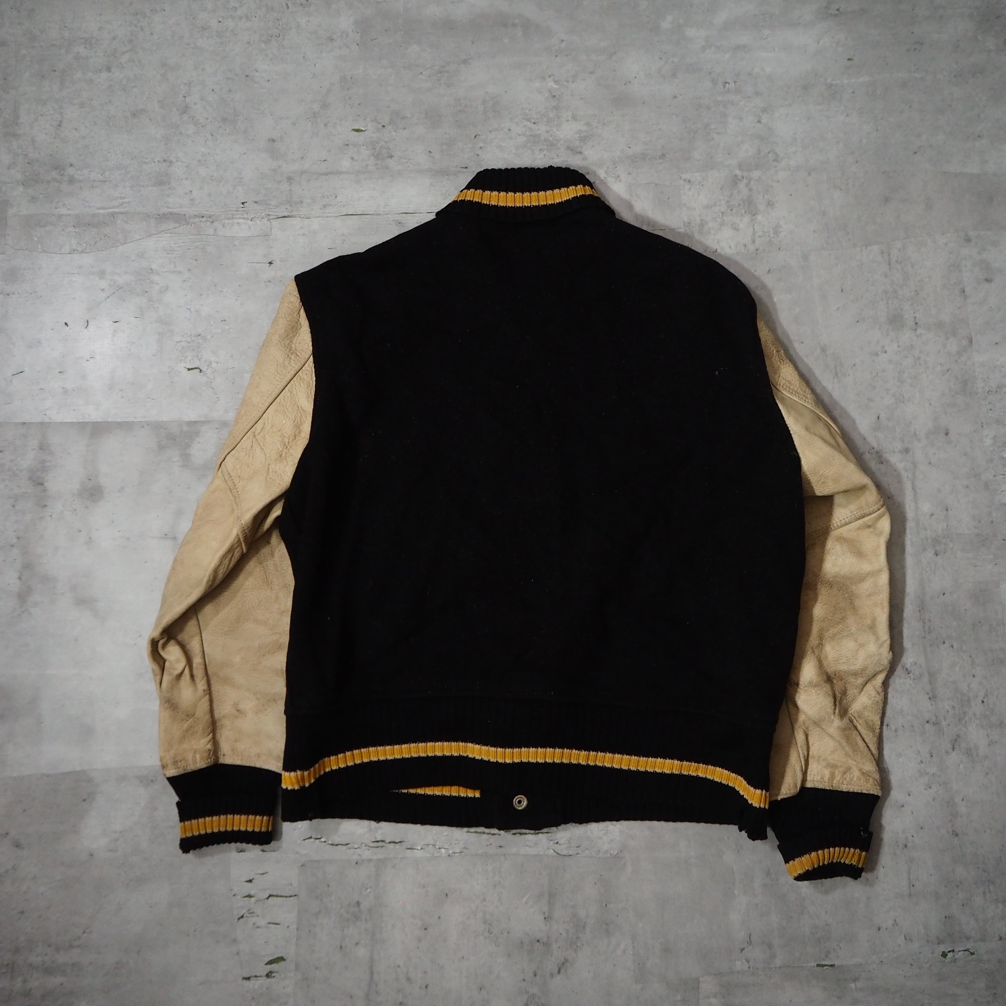 60s “HL WHITING” black × yellow stadium jamper boro 60年代