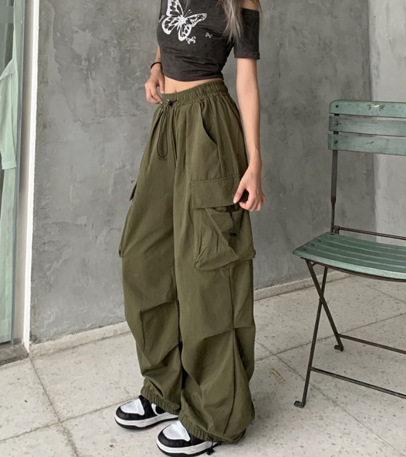 カーゴパンツ ワイド ボトムス レディース スカート 韓国 ゆったり 人気 XL