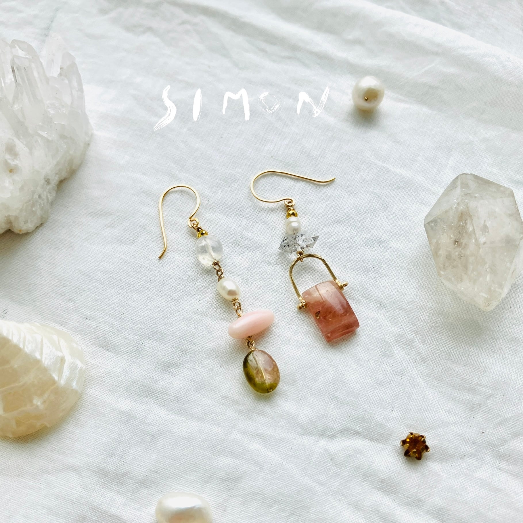 Summer pink K14gfフックピアス 1点もの イヤリング等変更可 | simon