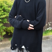 Leh(レー)GANKO別注×damage waffle L/S sweater コーディネート