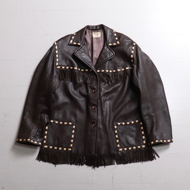 1940s Mid-WesternSportTags Fringe Leather Jacket　C708