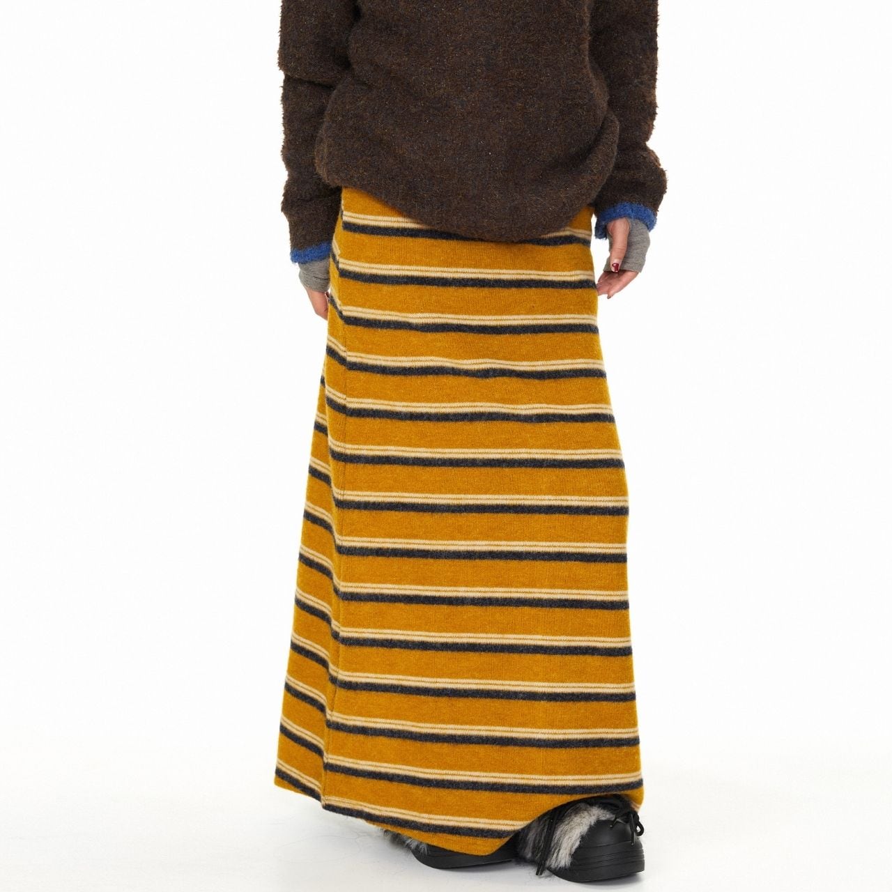ラインボーダーストレートロングスカート R01292