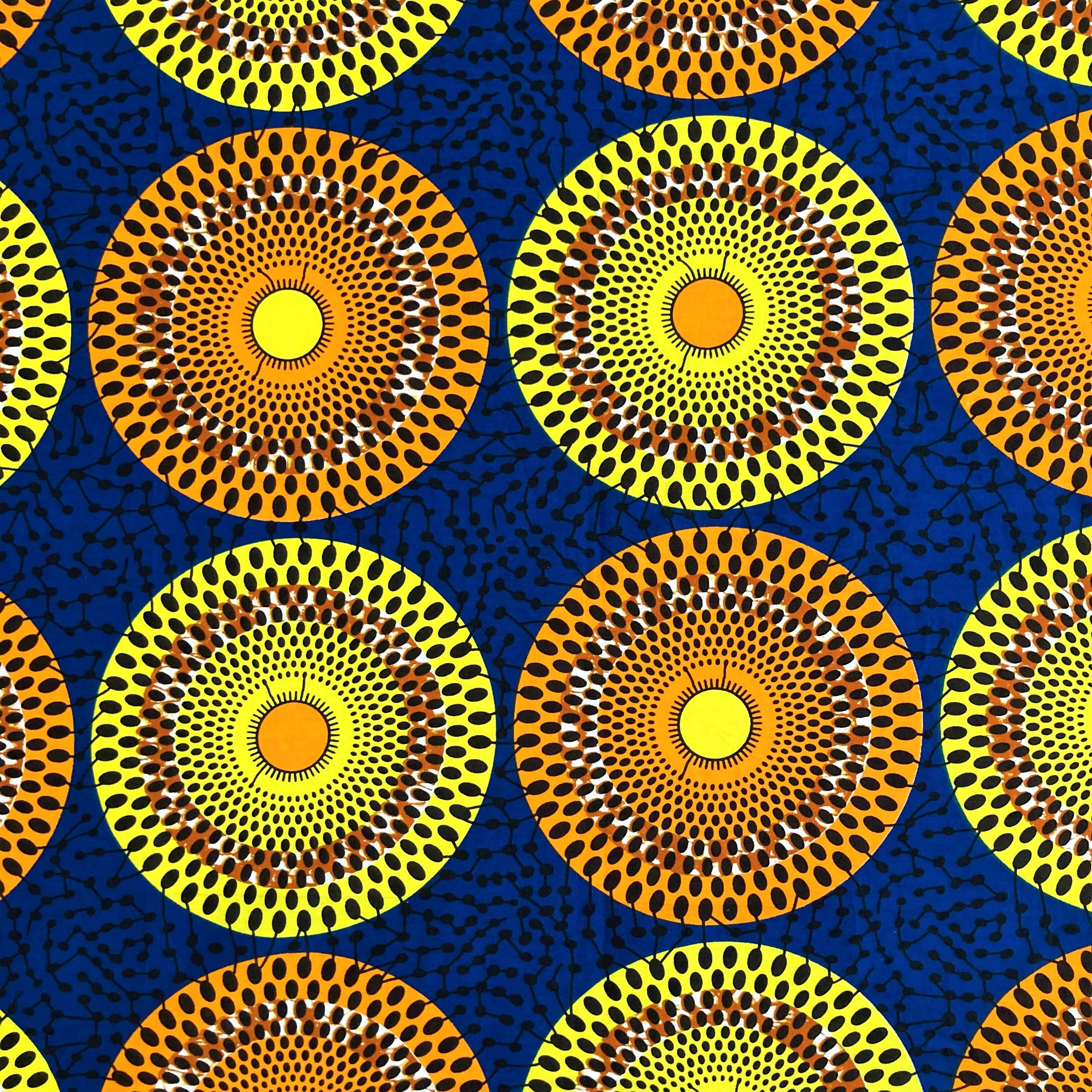 110cm×90㎝】アフリカンプリント生地／アフリカ布／水通し済み／水紋 