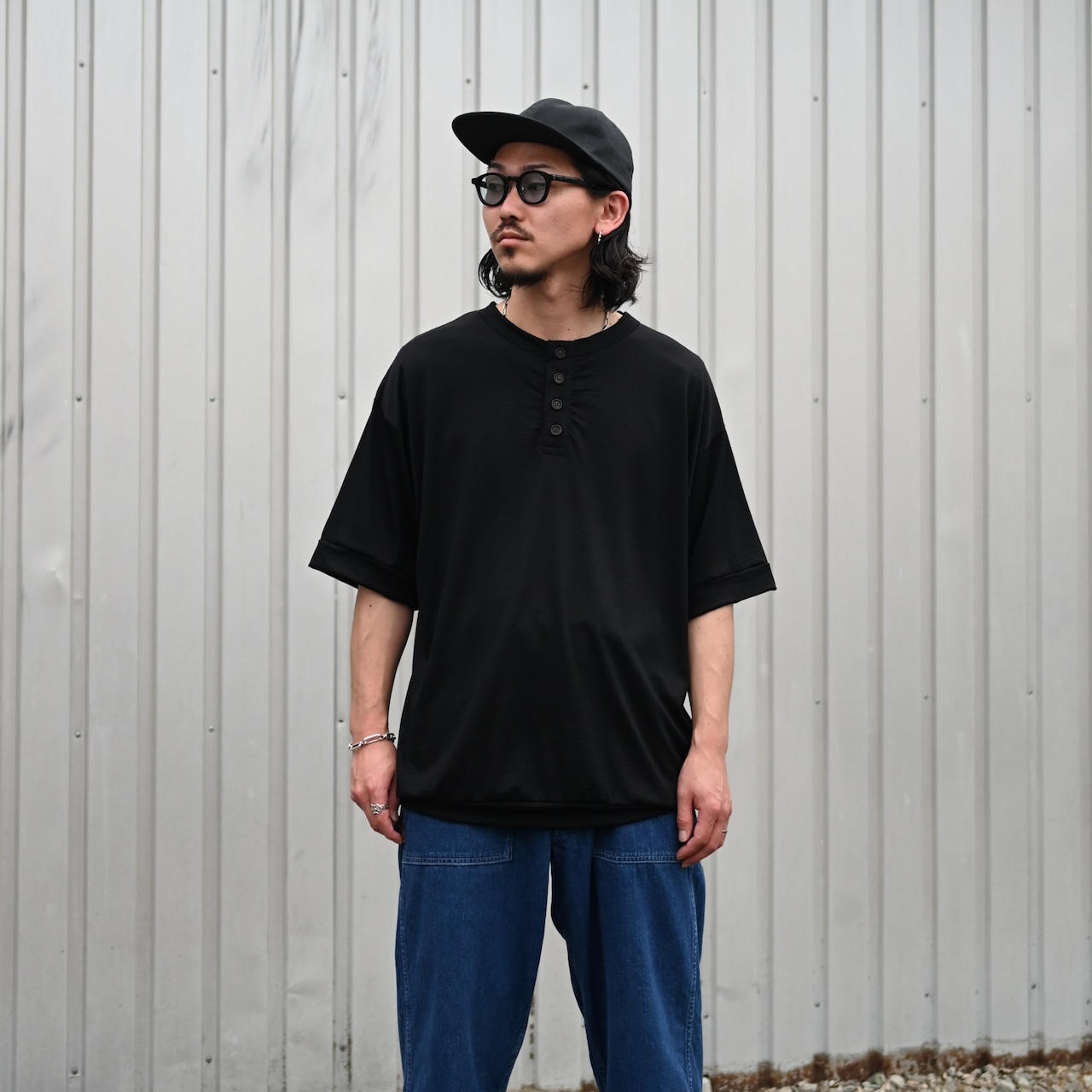 INTERIM / EXTRA FINE MERINO WOOL JERSEY HENRY OVER S/S TEE