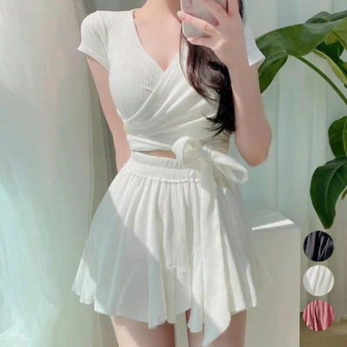 2025新作水着 レディース水着 可愛いビキニ セパレート水着 カシュクール風上下セット