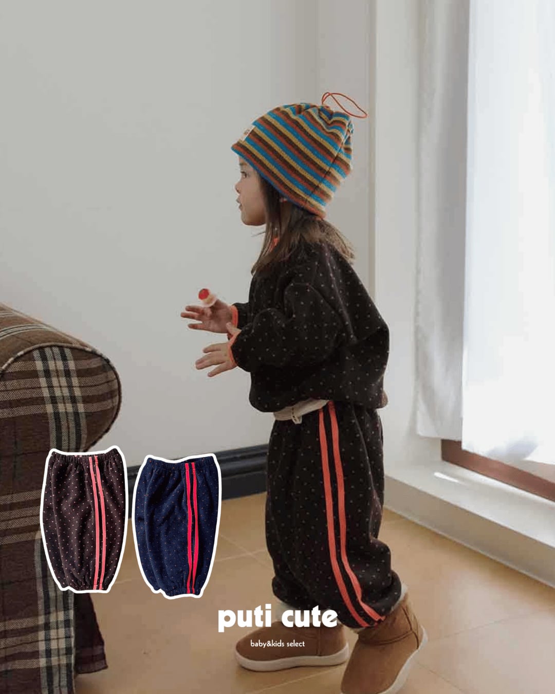 80-120 ꒰ 予約 ꒱ Petite Dot Fleece Pants / Tiny hiker ⸝⋆