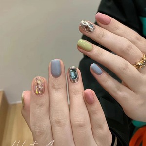 【NAIL】キャンディカラー宝石ミラーネイルチップ