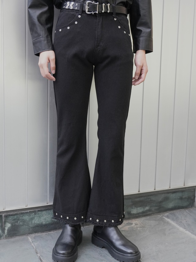 【ALUDE SELECT】hem studs slim denim pants